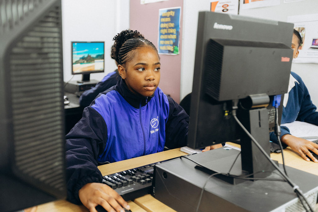 Learner working at a computer